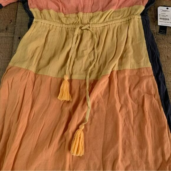 O’Neill Phaedra beach color block dress orange navy yellow pink size small - Picture 6 of 10